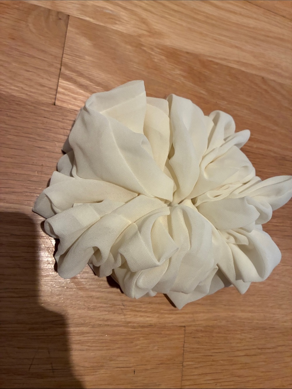 Free People Cream Floral Chiffon Scrunchie Hair Accessory